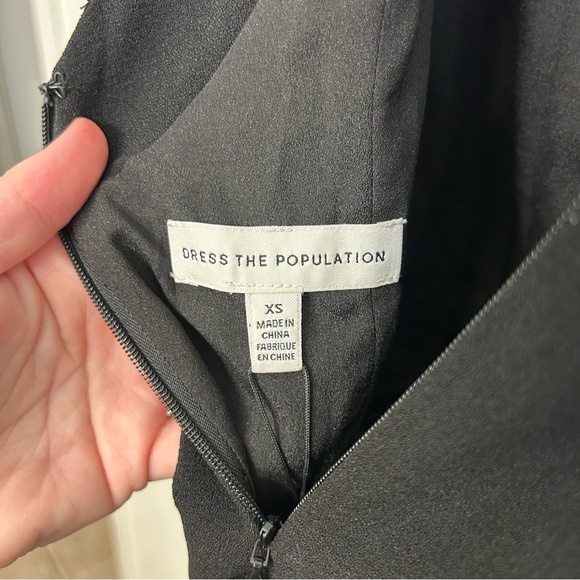 NWT Dress the Population Nadia Black Puff Sleeve Dress XS Structured Sculpted - Picture 9 of 14